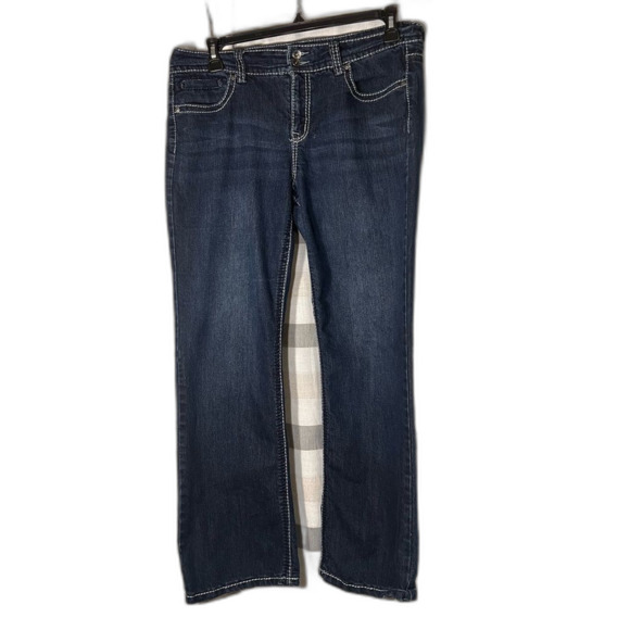 Nine West denim jeans bootcut contrast stitching bling on back pockets size 12 - Picture 1 of 8